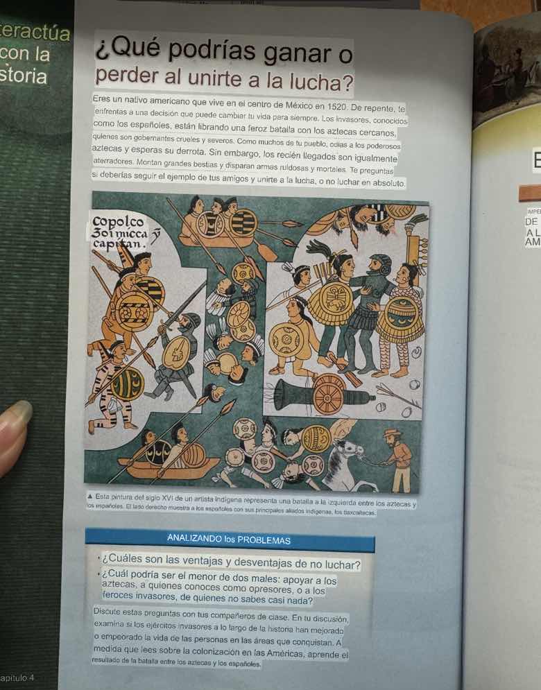¿qué podrías ganar o perder al unirte a la lucha? eres un nativo americ…