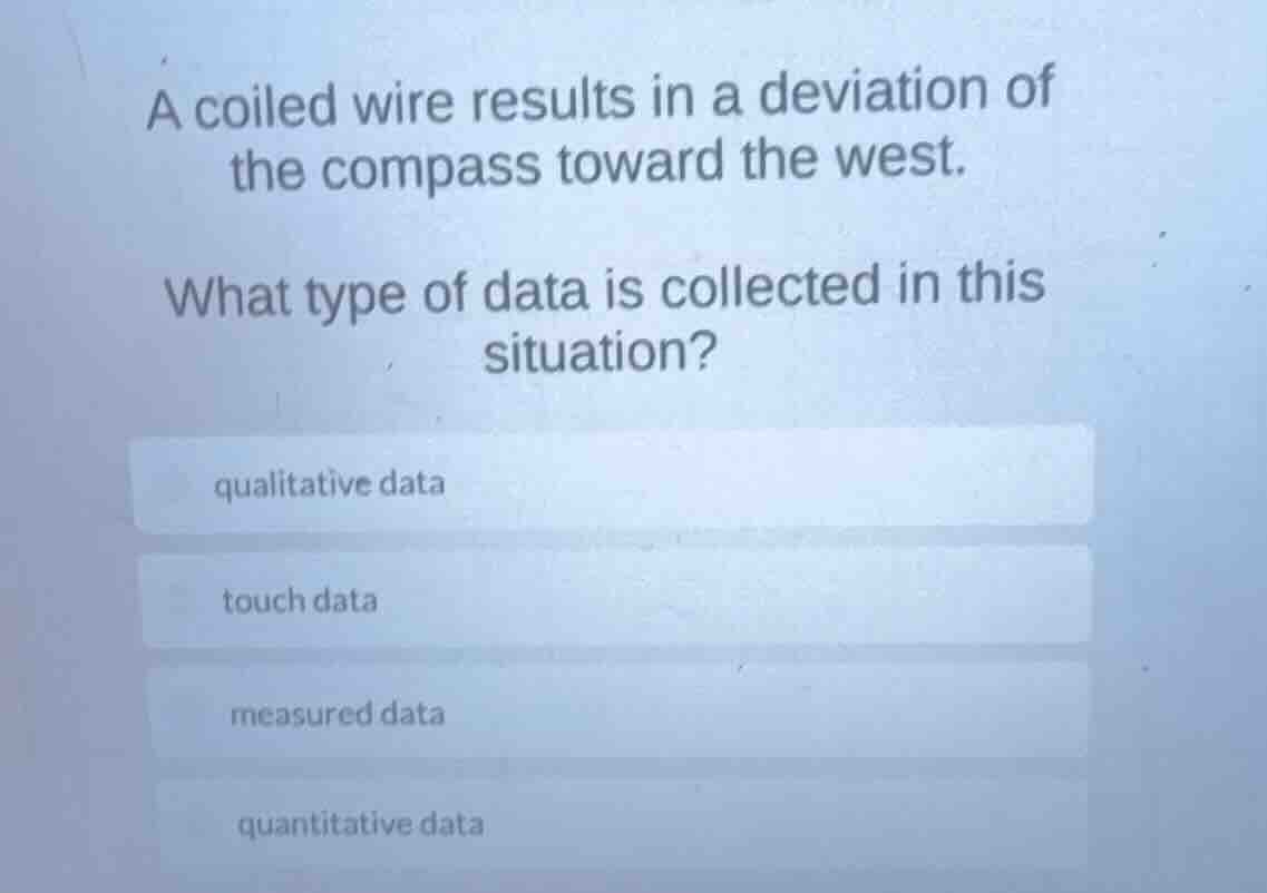 a coiled wire results in a deviation of the compass toward the west. wh…
