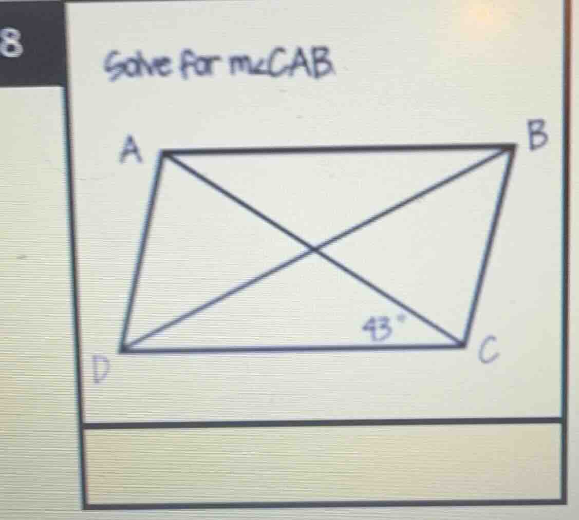solve for $m\\angle cab$ 8