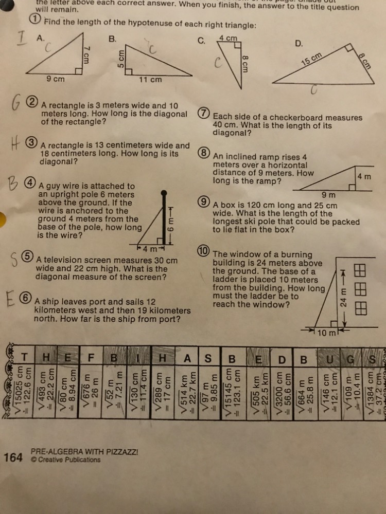 the letter above each correct answer. when you finish, the answer to th…