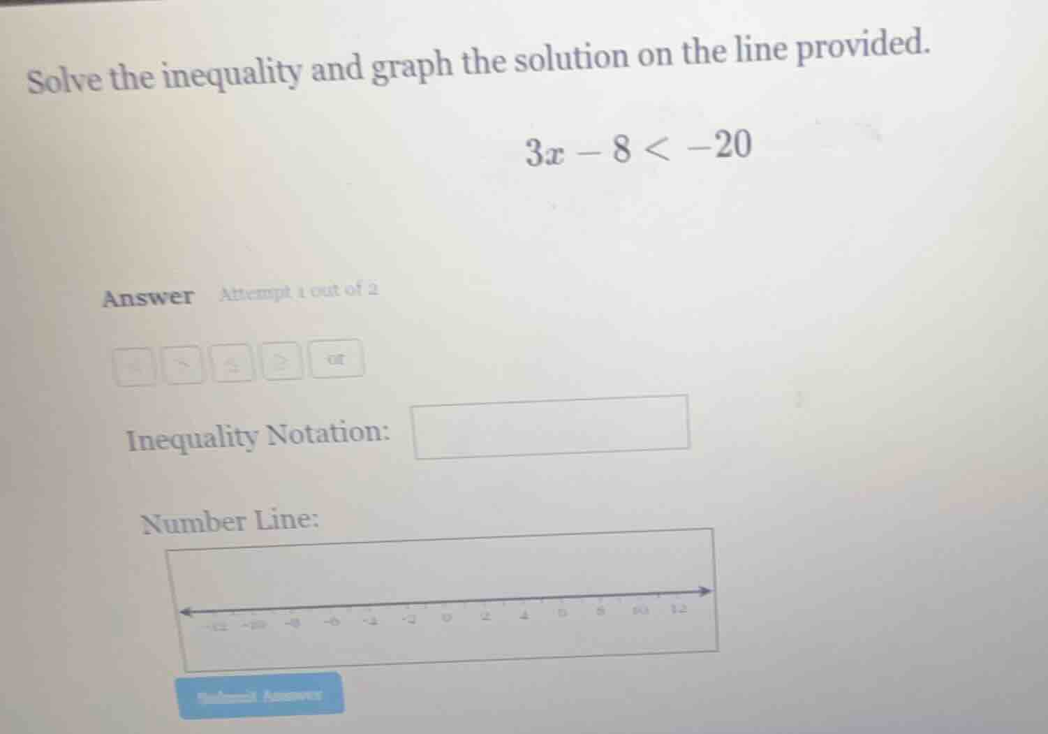 solve the inequality and graph the solution on the line provided. $3x -…