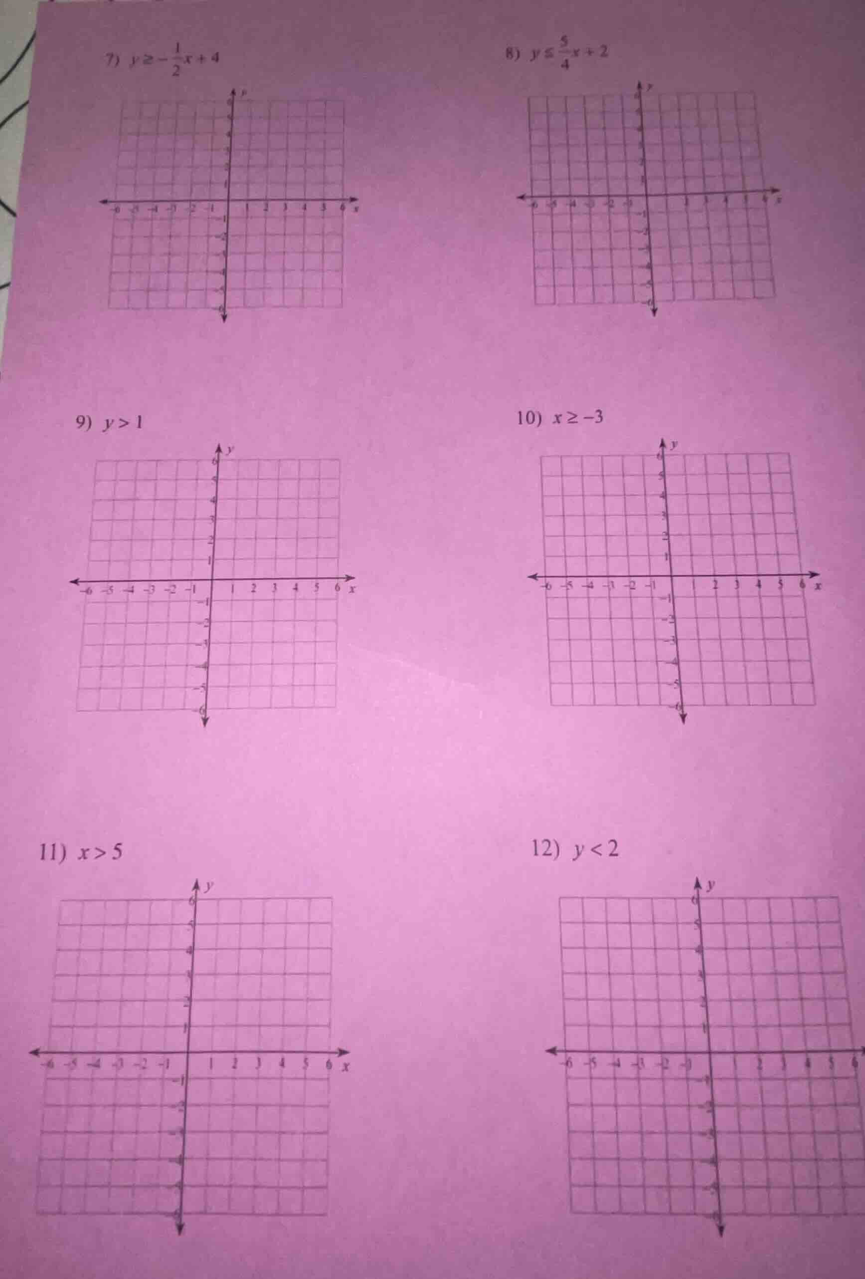 7) $y \\geq -\\frac{1}{2}x + 4$ 8) $y \\leq \\frac{5}{4}x + 2$ 9) $y > …