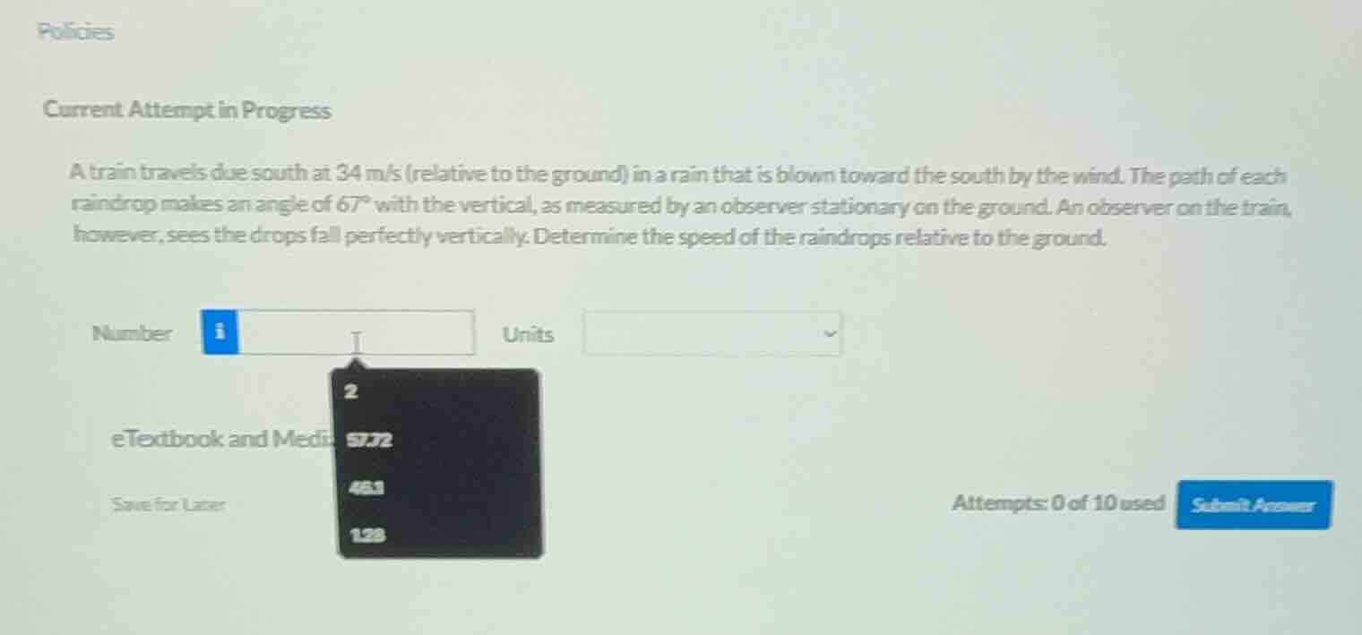 policies current attempt in progress a train travels due south at 34 m/…