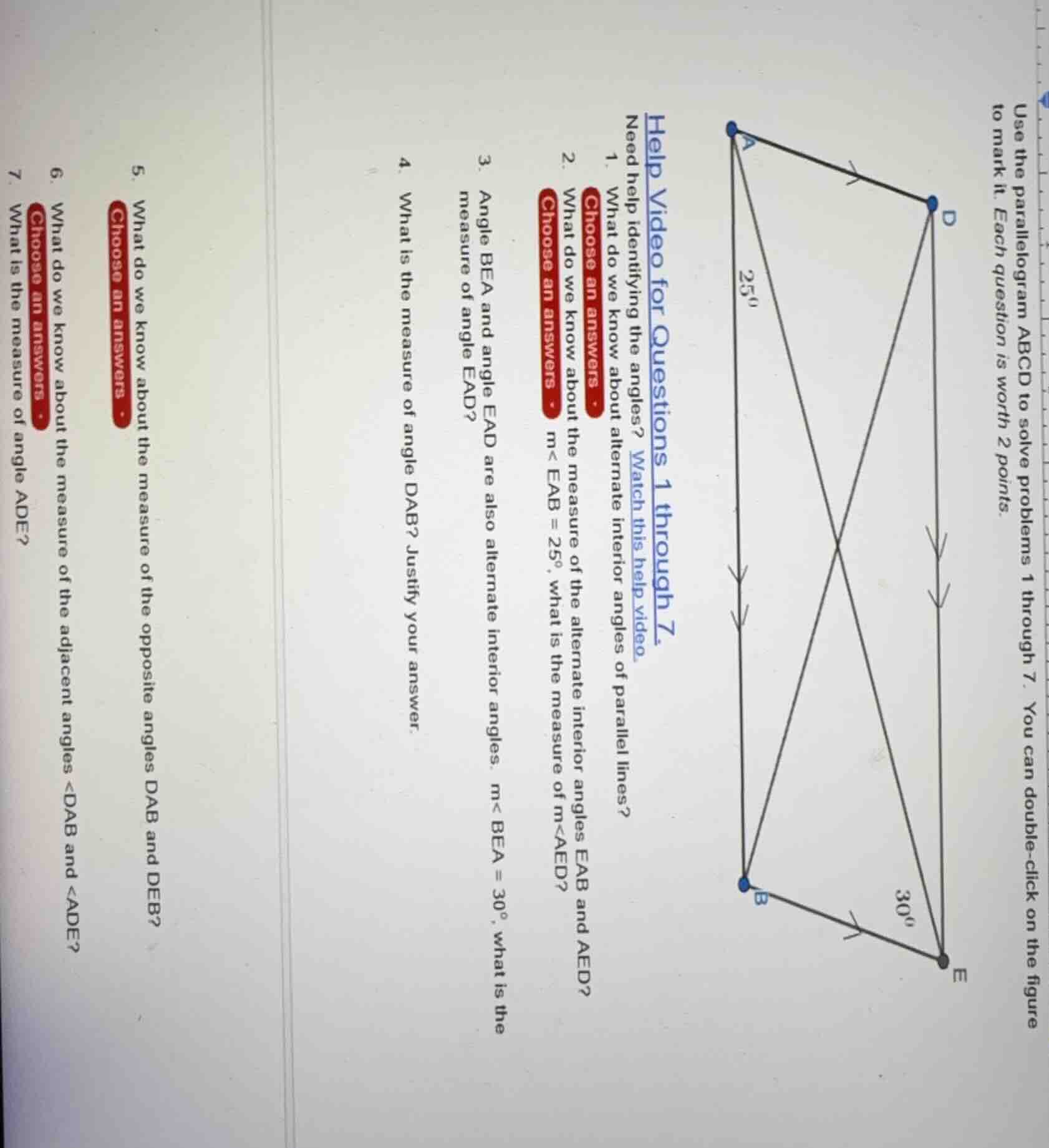use the parallelogram abcd to solve problems 1 through 7. you can doubl…