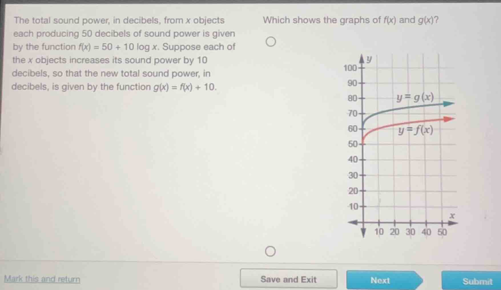 the total sound power, in decibels, from x objects each producing 50 de…