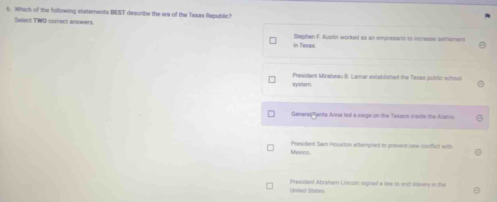 6. which of the following statements best describe the era of the texas…