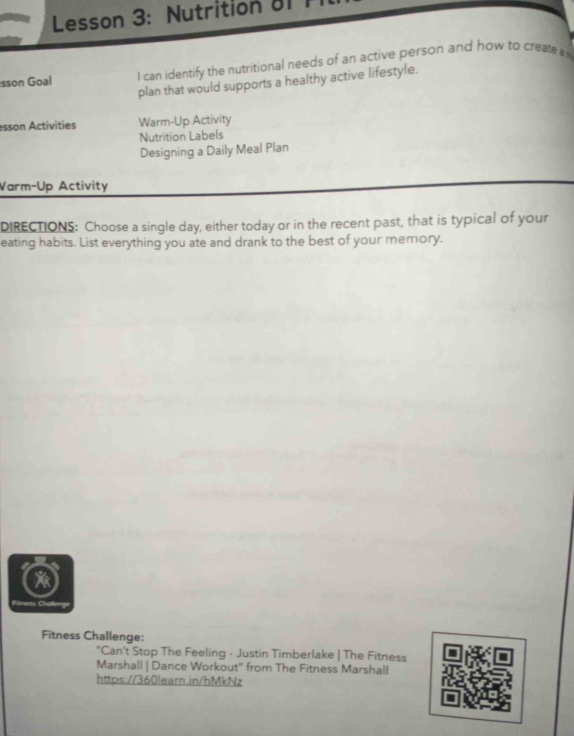 lesson 3: nutrition osson goali can identify the nutritional needs of a…