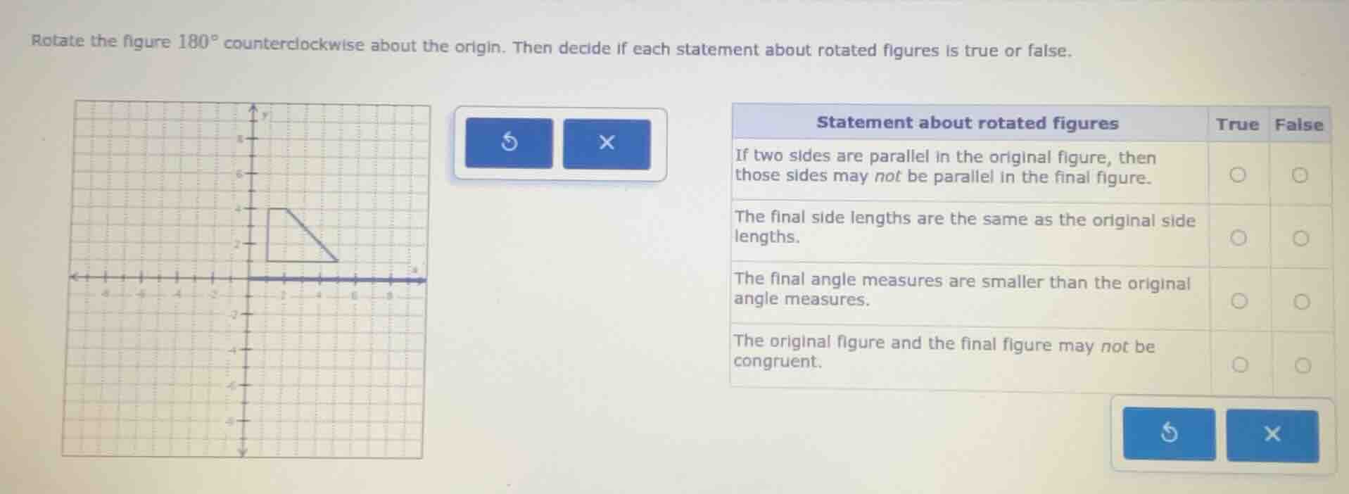 rotate the figure $180^{\\circ}$ counterclockwise about the origin. the…