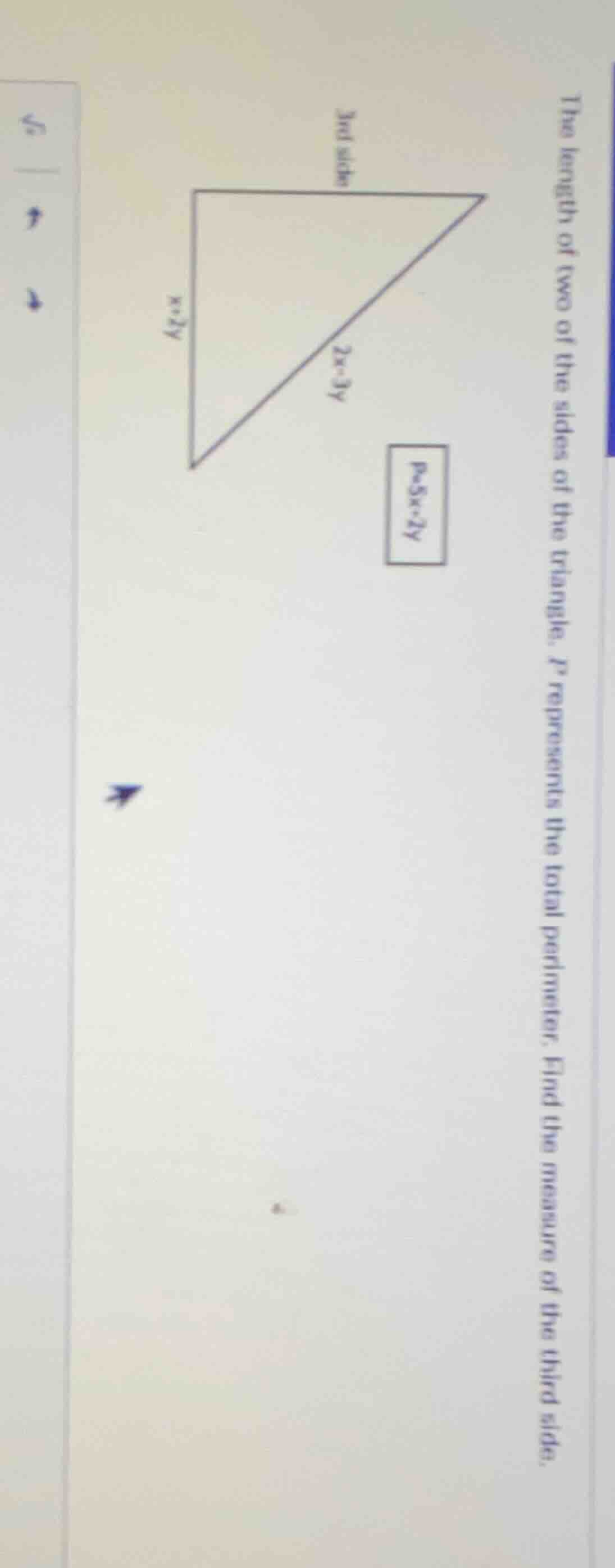the length of two of the sides of the triangle. $p$ represents the tota…