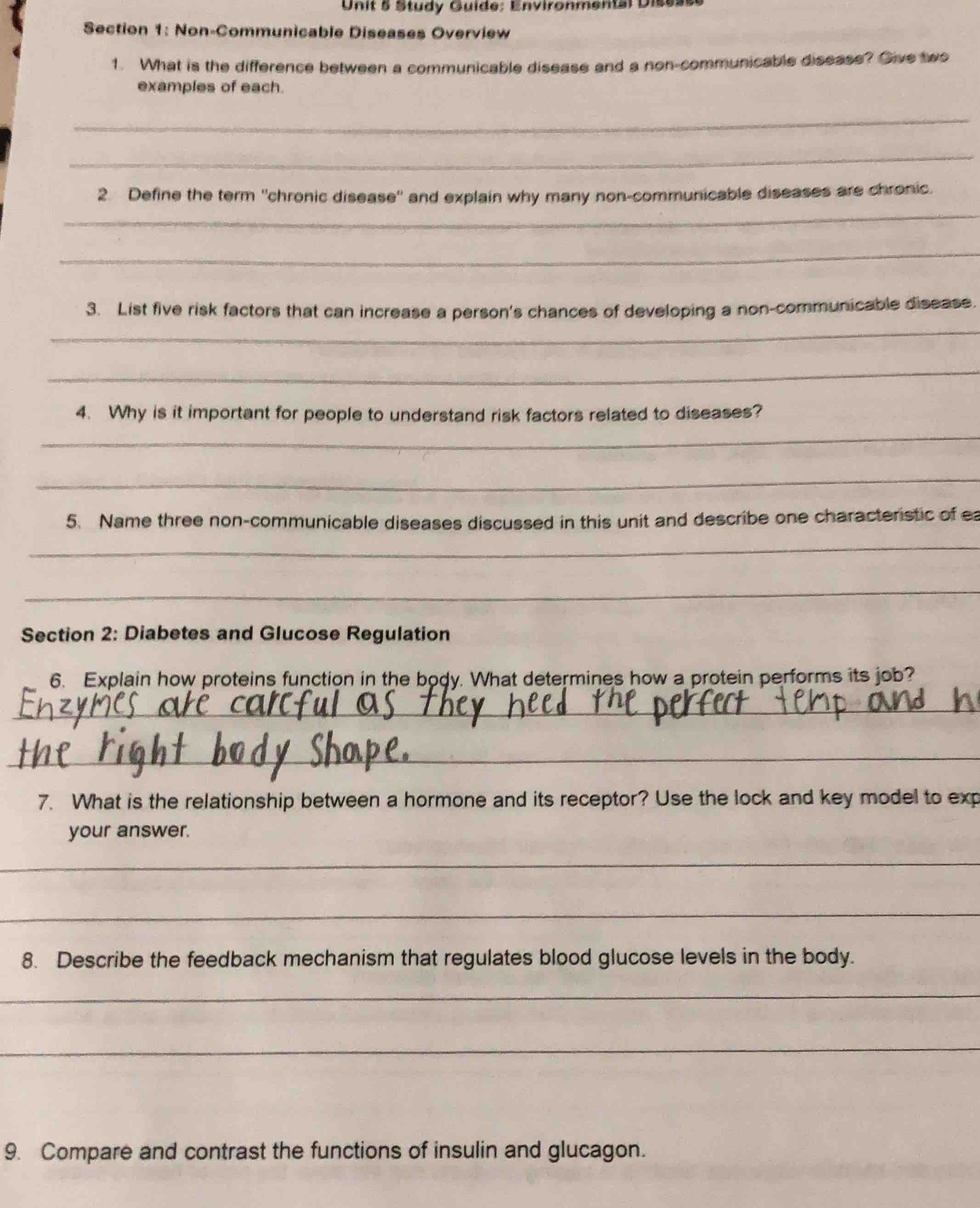 unit 5 study guide: environmental disease section 1: non-communicable d…