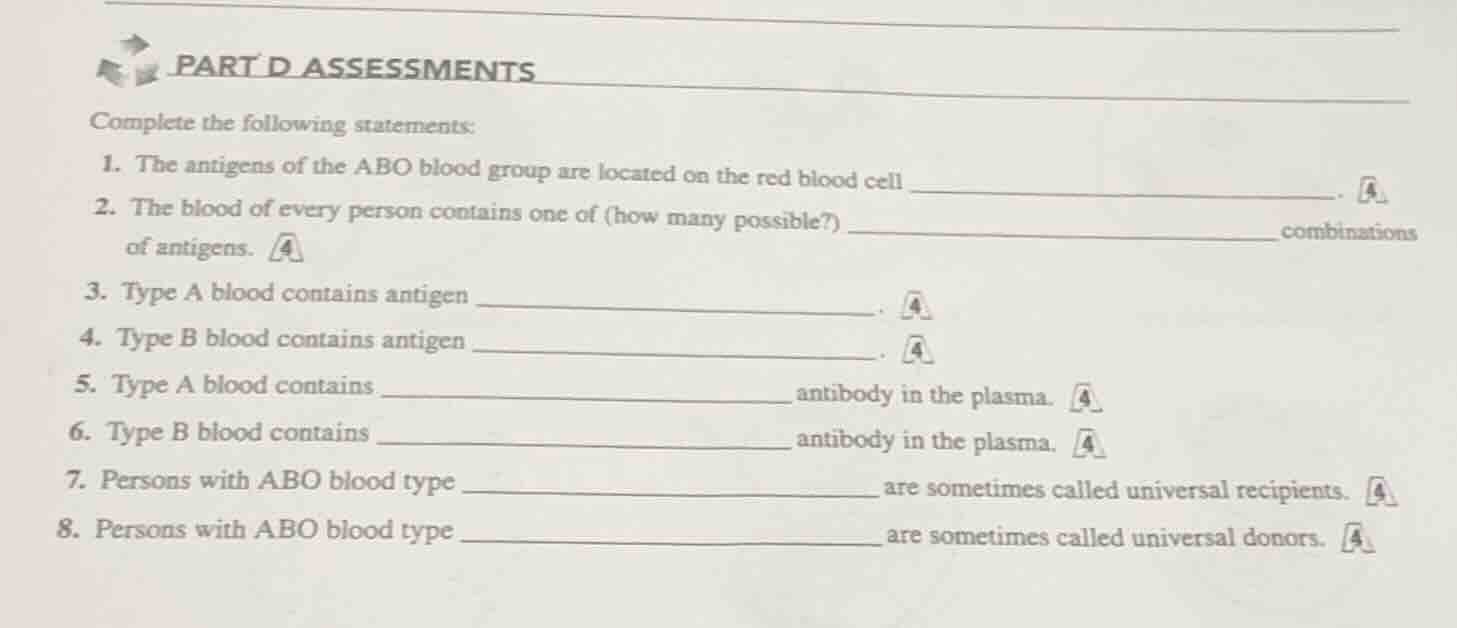 part d assessments complete the following statements: 1. the antigens o…