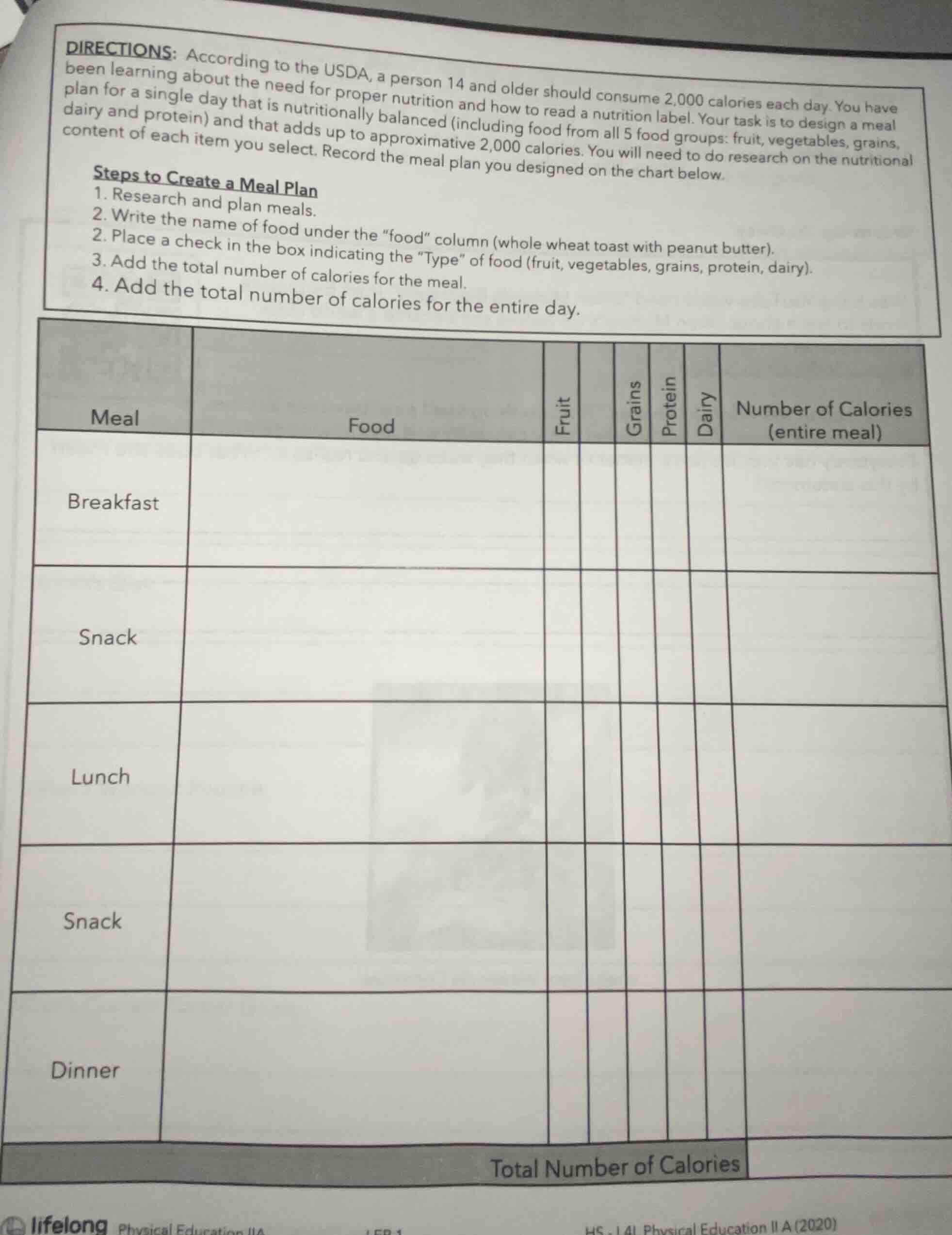 directions: according to the usda, a person 14 and older should consume…
