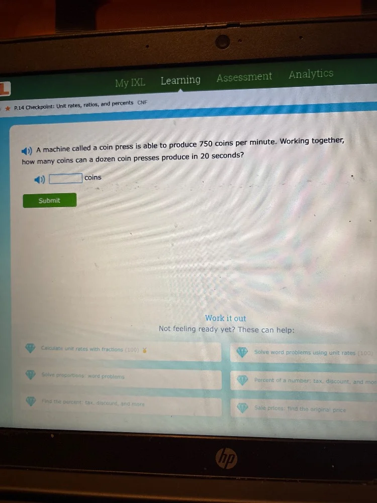 my ixl learning assessment analytics ★ p.14 checkpoint: unit rates, rat…