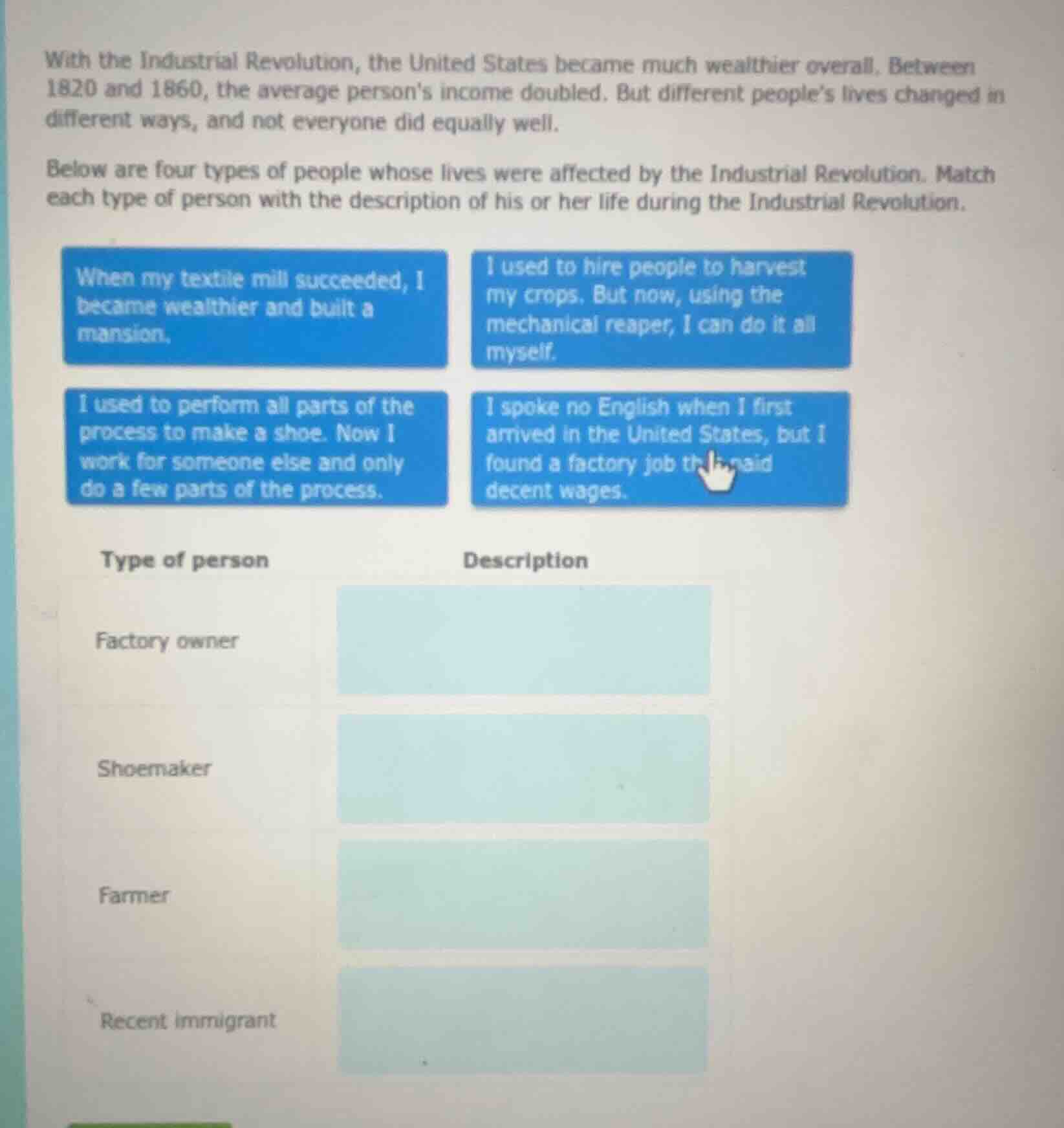 with the industrial revolution, the united states became much wealthier…