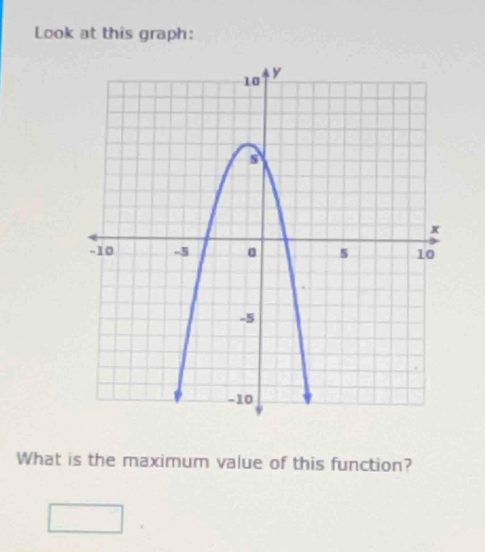 look at this graph: what is the maximum value of this function?