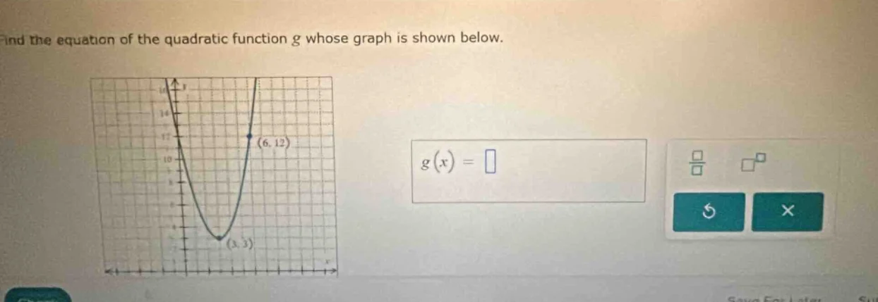 find the equation of the quadratic function g whose graph is shown belo…