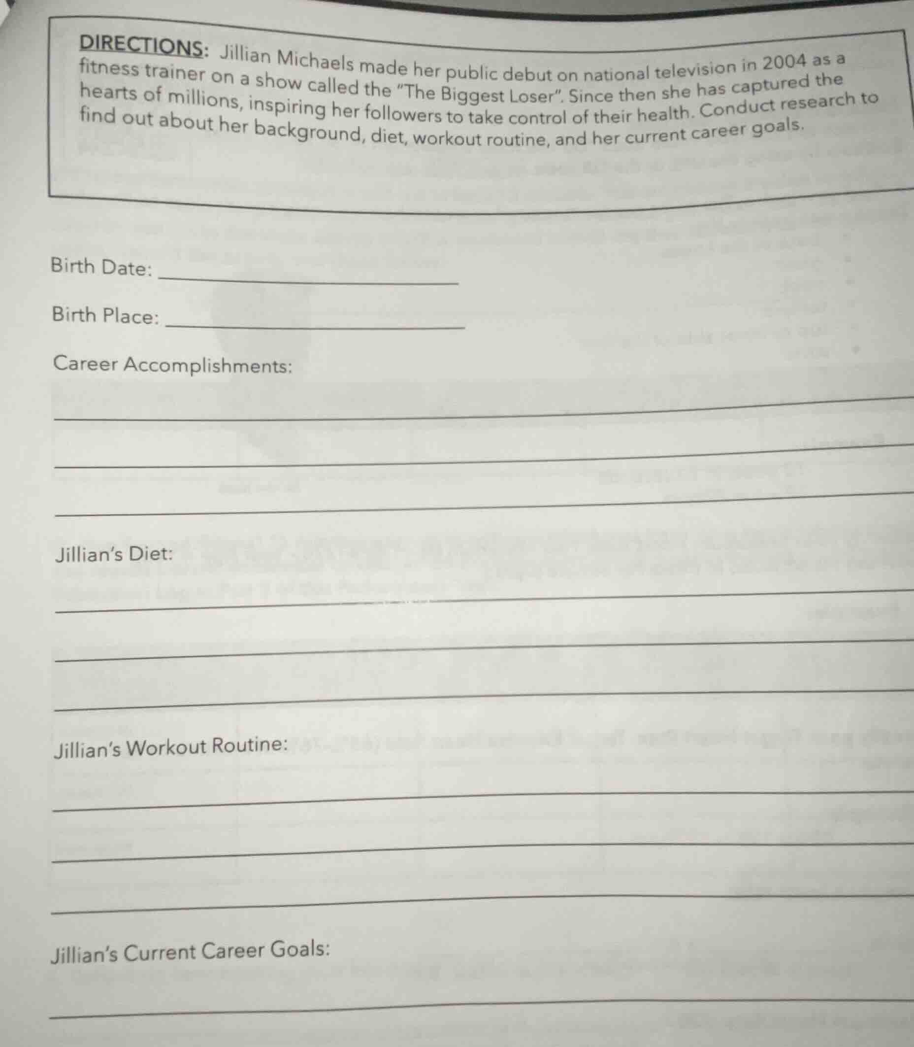 directions: jillian michaels made her public debut on national televisi…