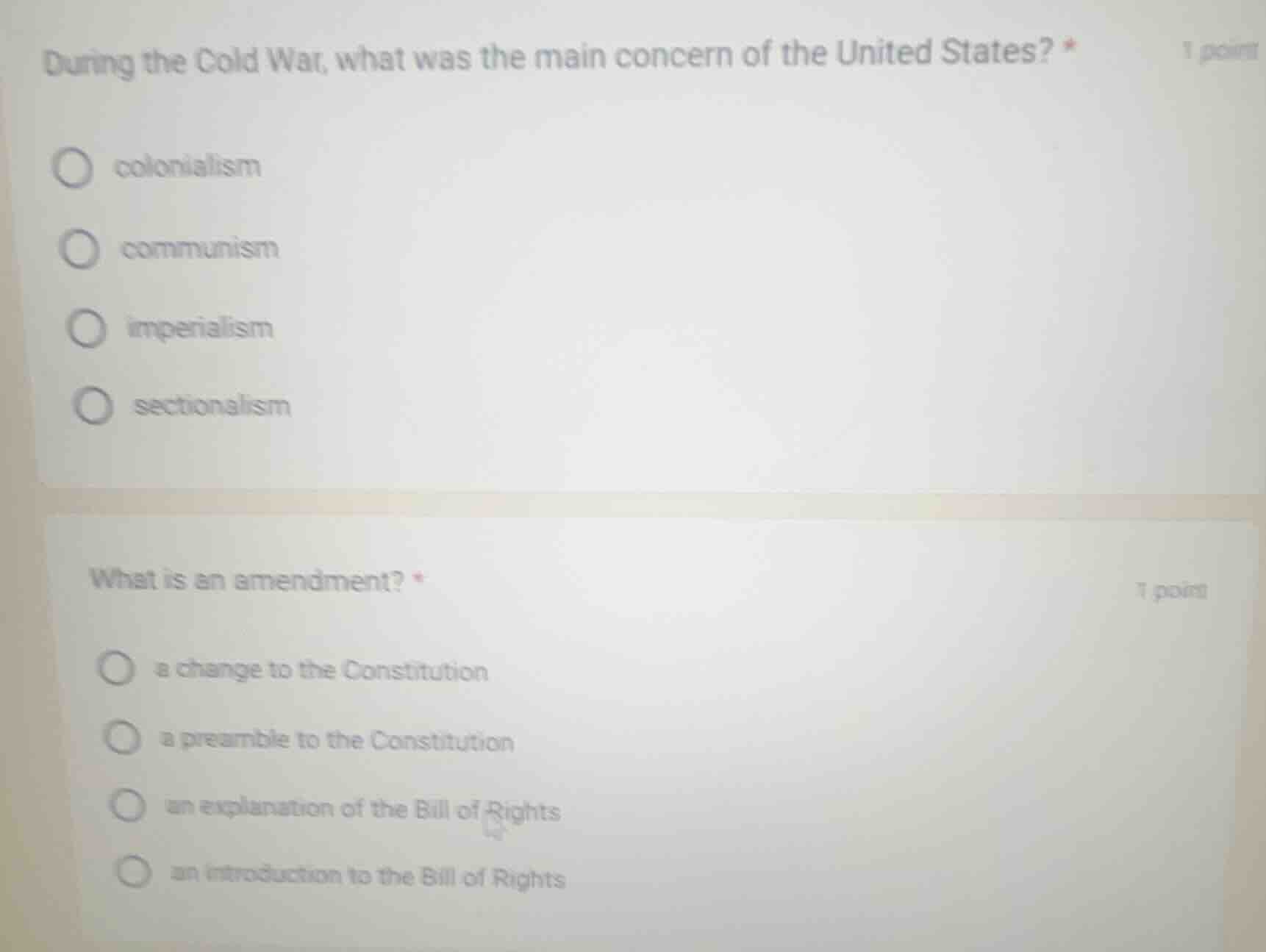 1 point during the cold war, what was the main concern of the united st…