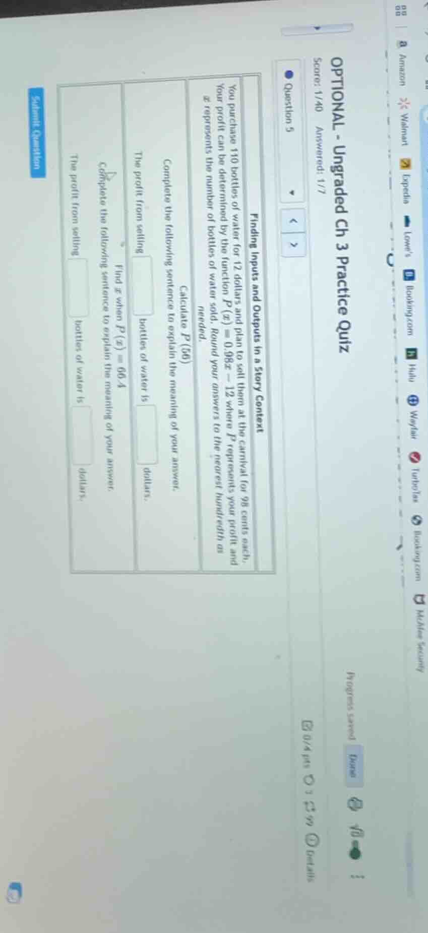 optional - ungraded ch 3 practice quiz score: 1/40 answered: 1/7 questi…