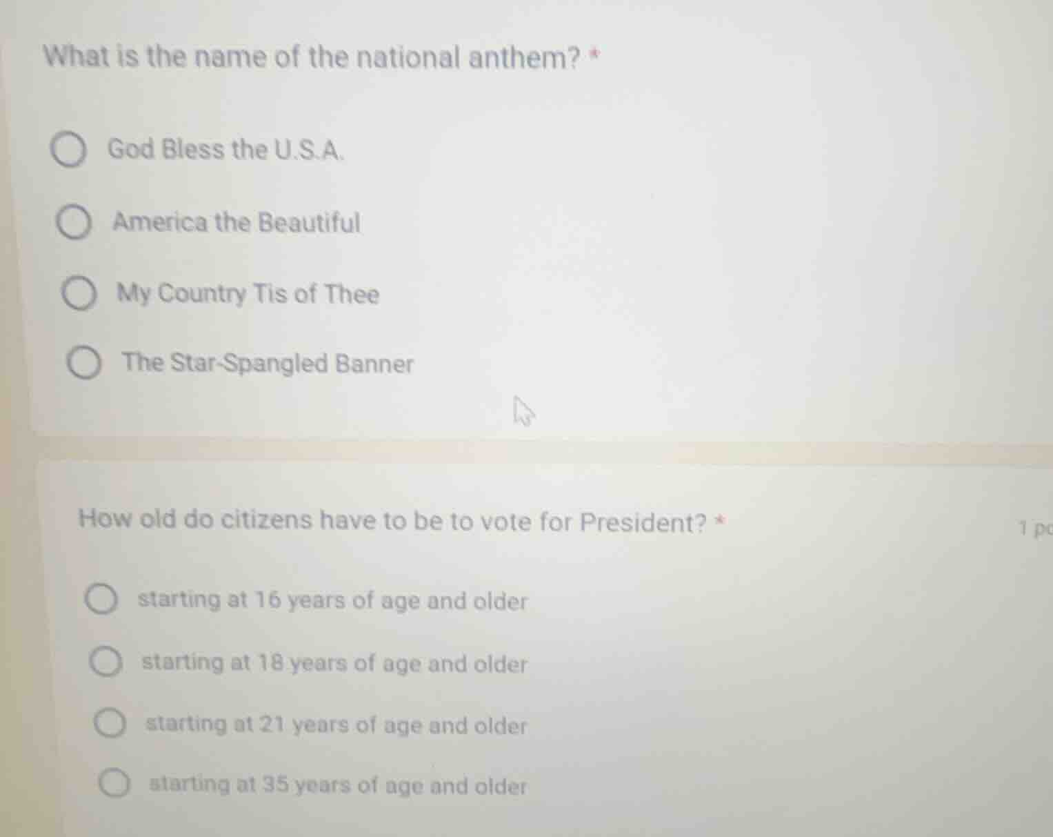 what is the name of the national anthem? * god bless the u.s.a. america…