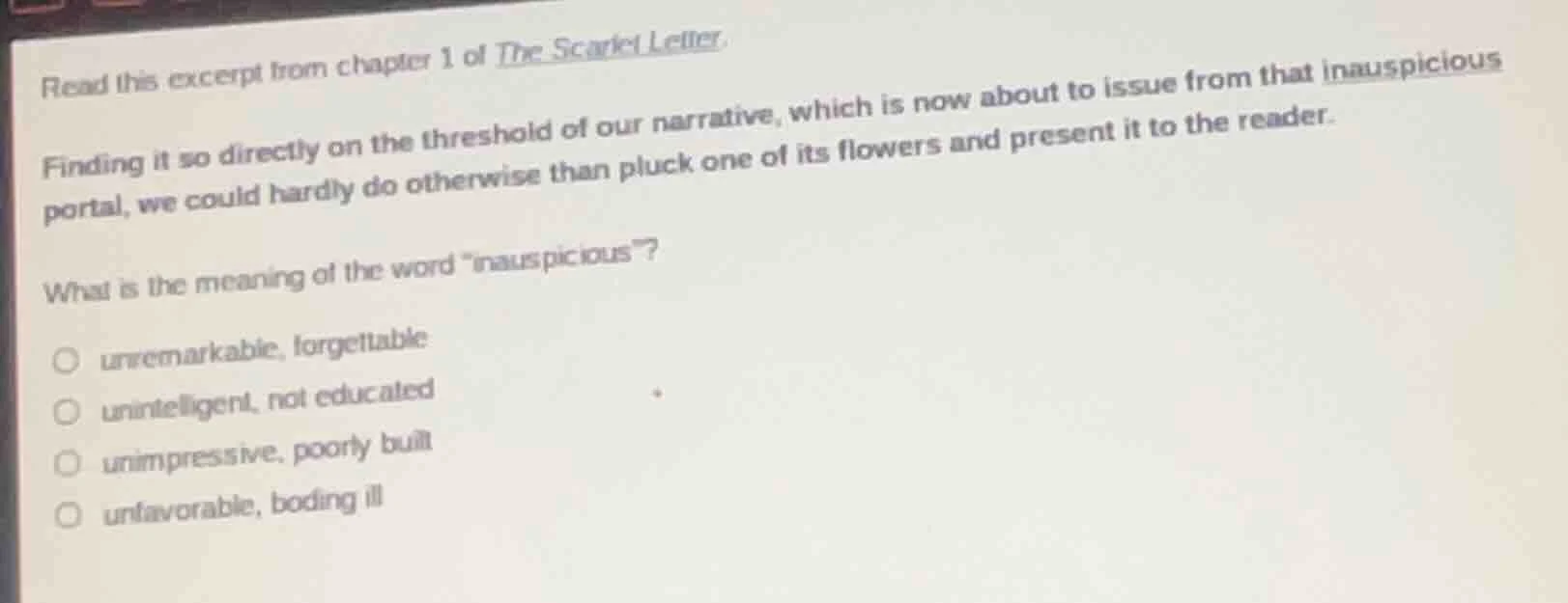 read this excerpt from chapter 1 of the scarlet letter. finding it so d…
