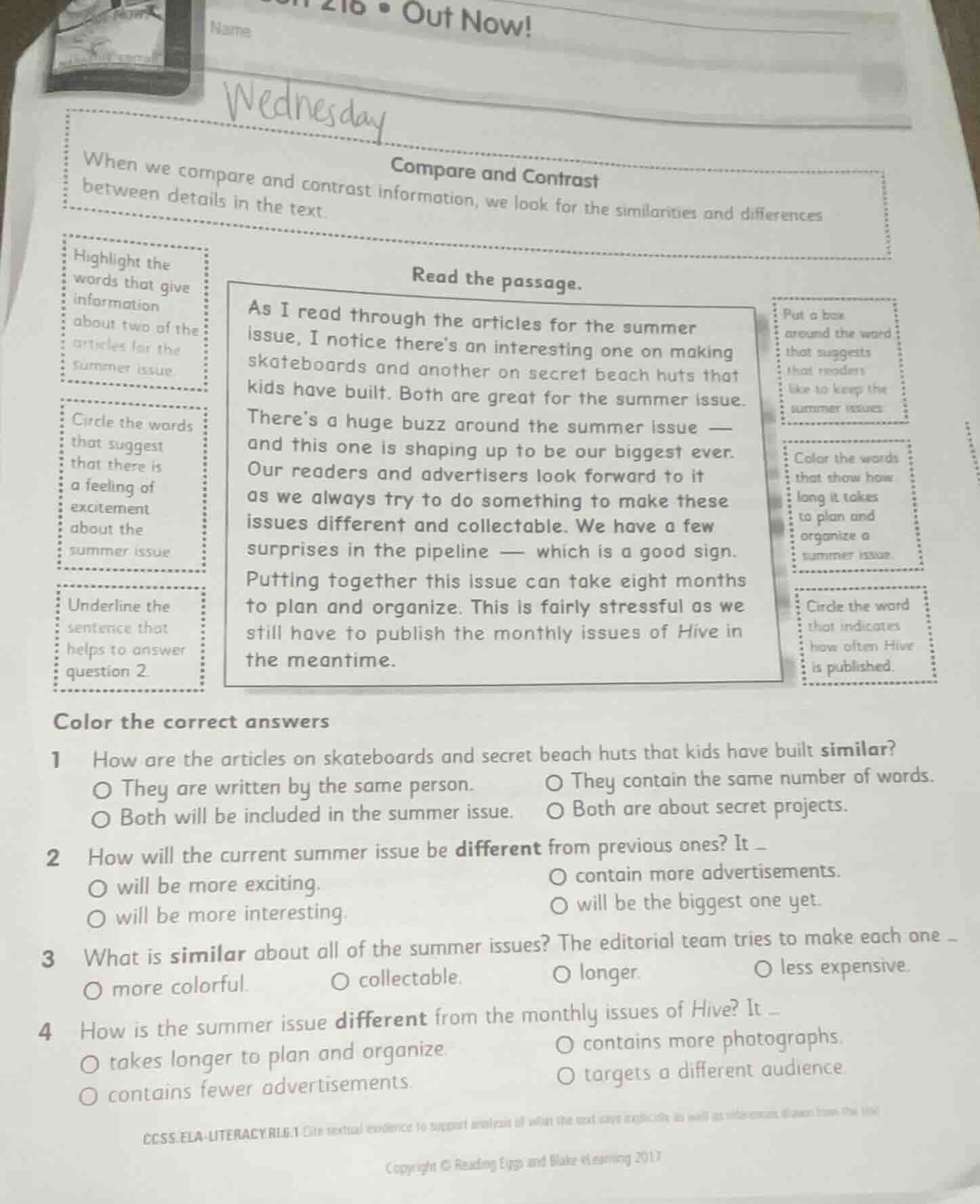 name wednesday compare and contrast when we compare and contrast inform…