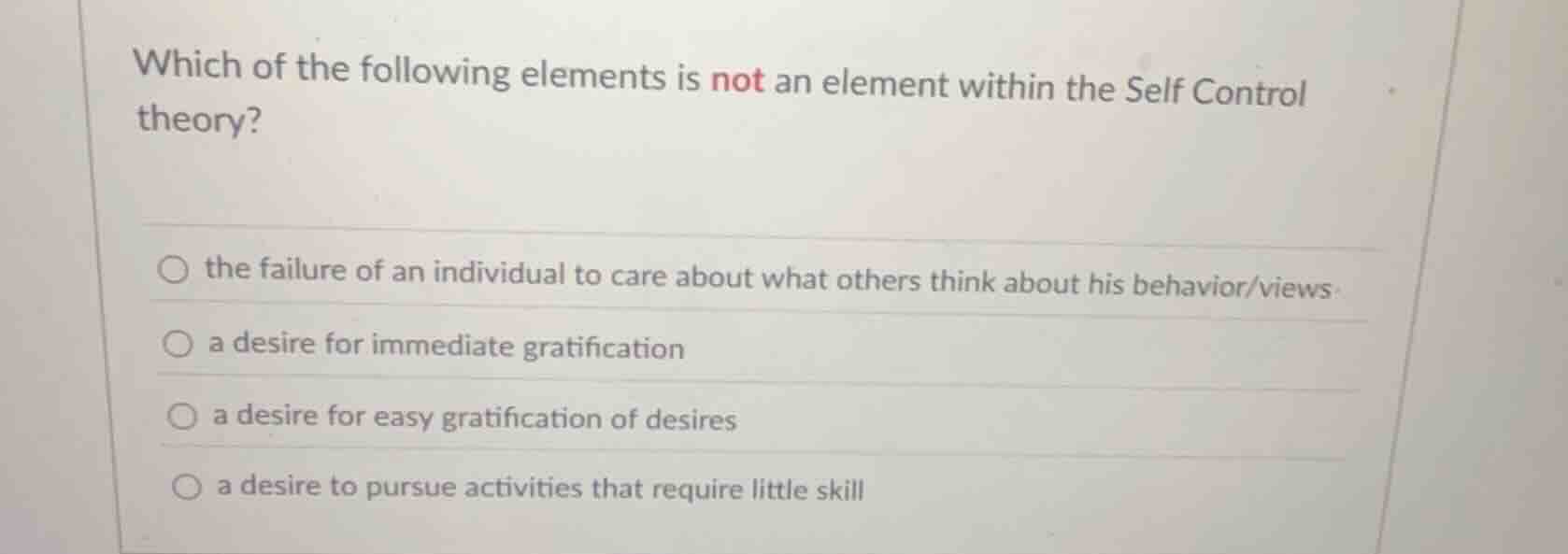 which of the following elements is not an element within the self contr…
