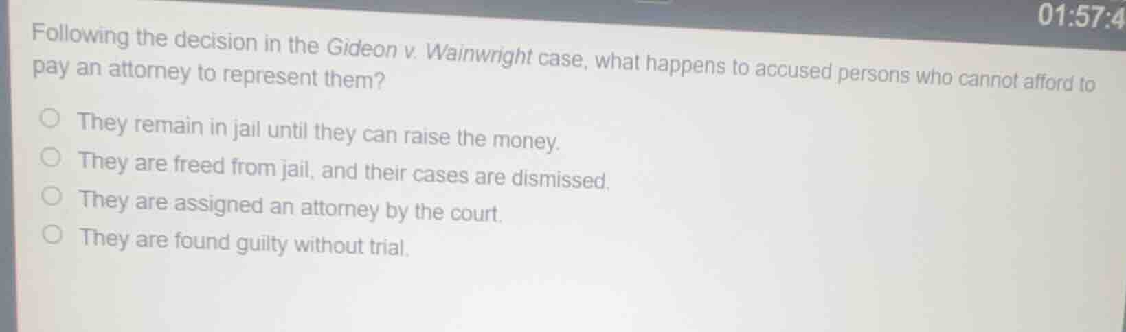 following the decision in the gideon v. wainwright case, what happens t…