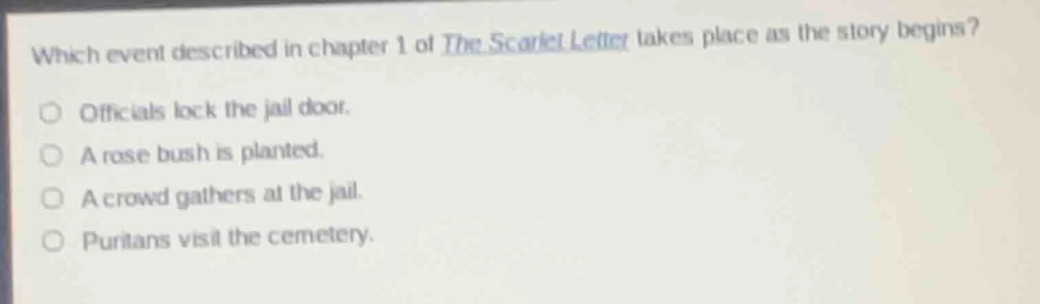 which event described in chapter 1 of the scarlet letter takes place as…