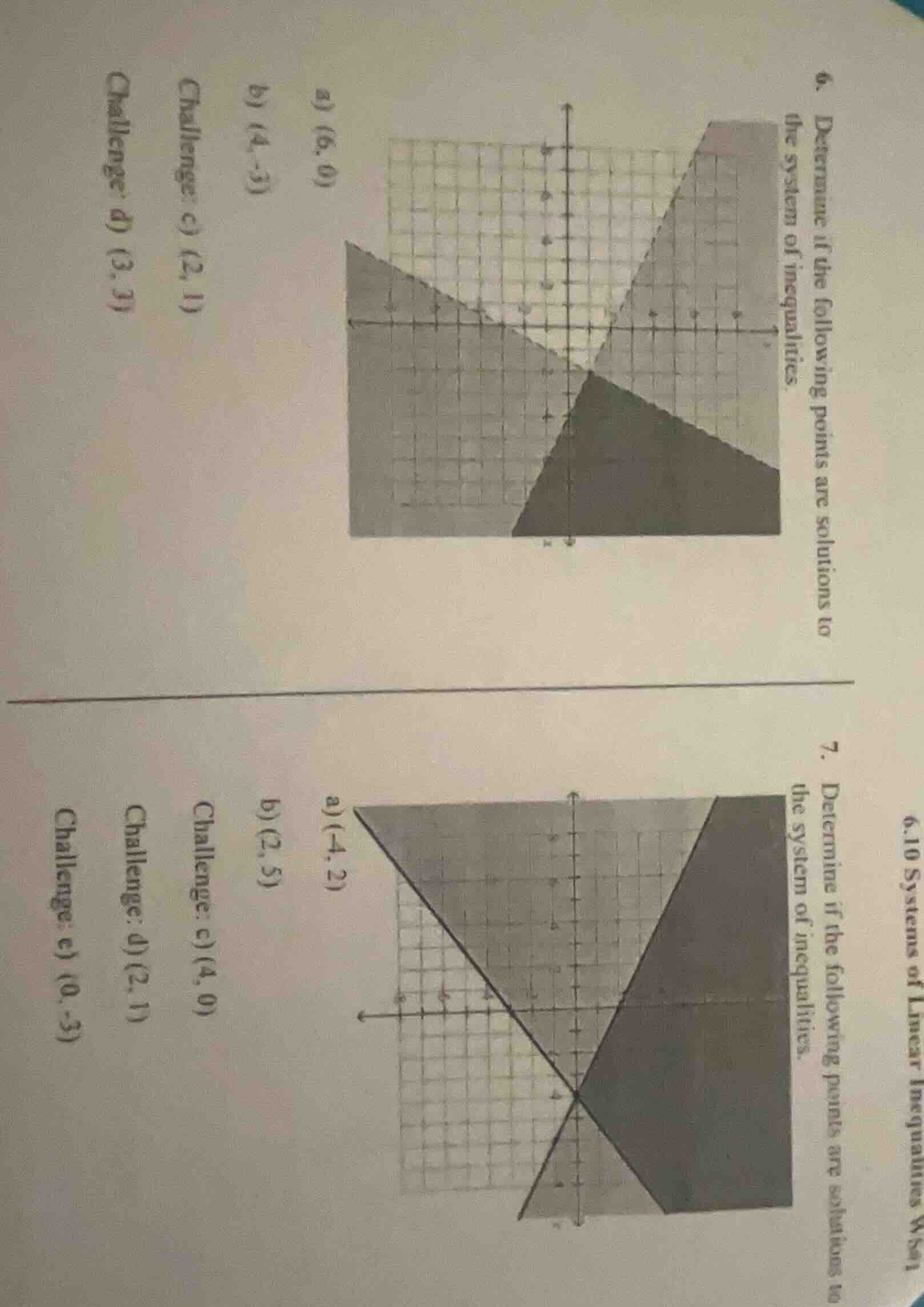 6.10 systems of linear inequalities ws#1 6. determine if the following …