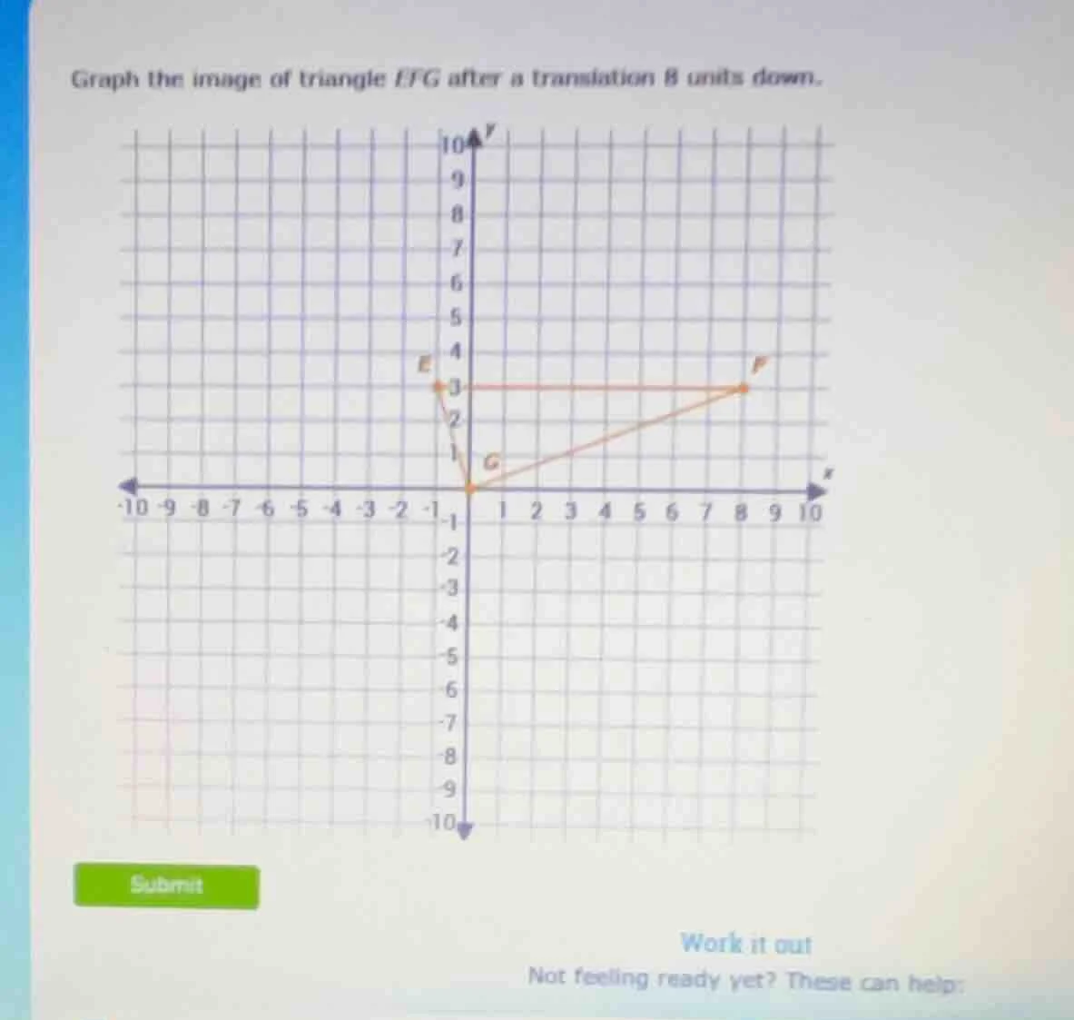 graph the image of triangle efg after a translation 8 units down. submi…