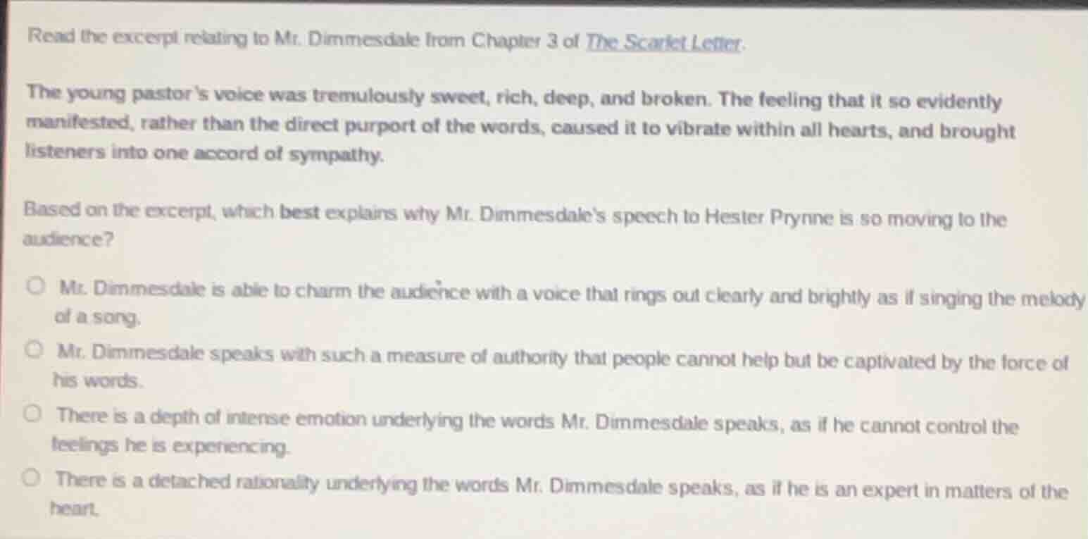 read the excerpt relating to mr. dimmesdale from chapter 3 of the scarl…