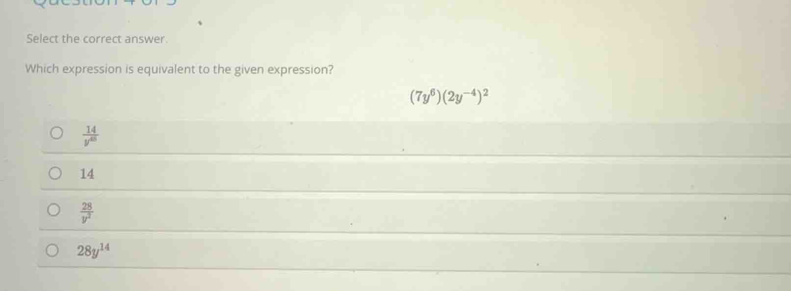 select the correct answer. which expression is equivalent to the given …