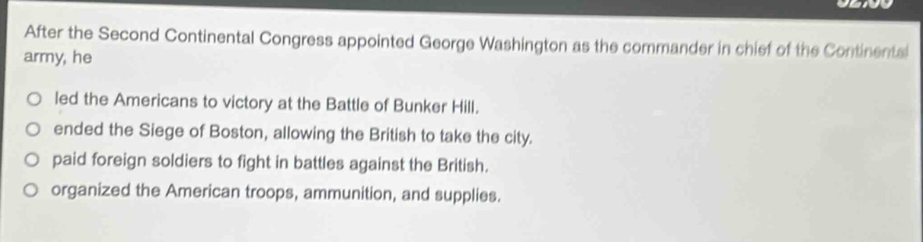 after the second continental congress appointed george washington as th…