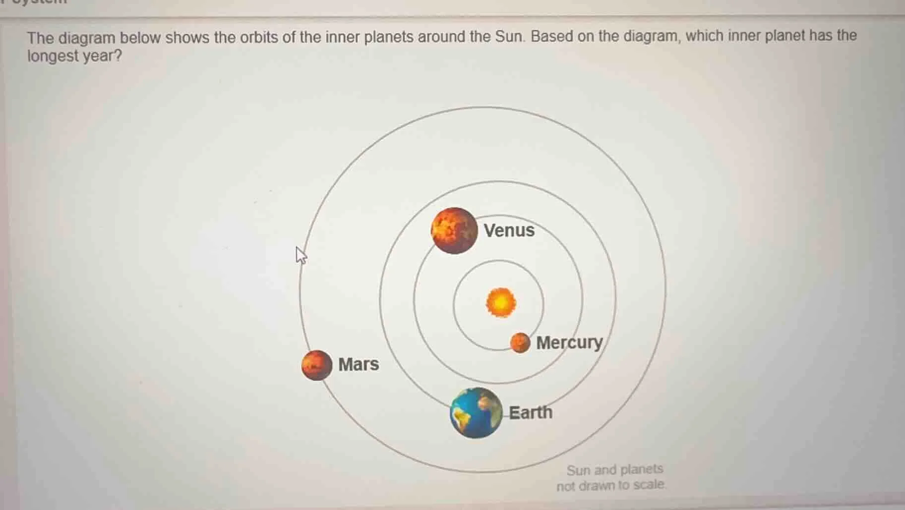 the diagram below shows the orbits of the inner planets around the sun.…
