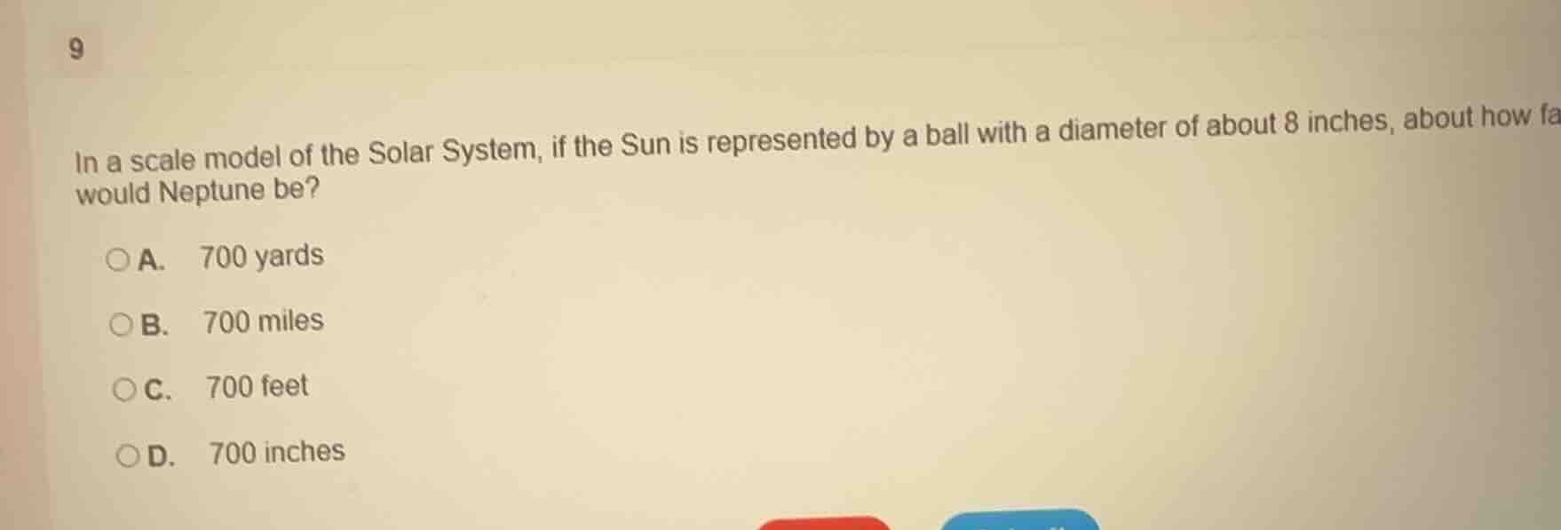 9 in a scale model of the solar system, if the sun is represented by a …