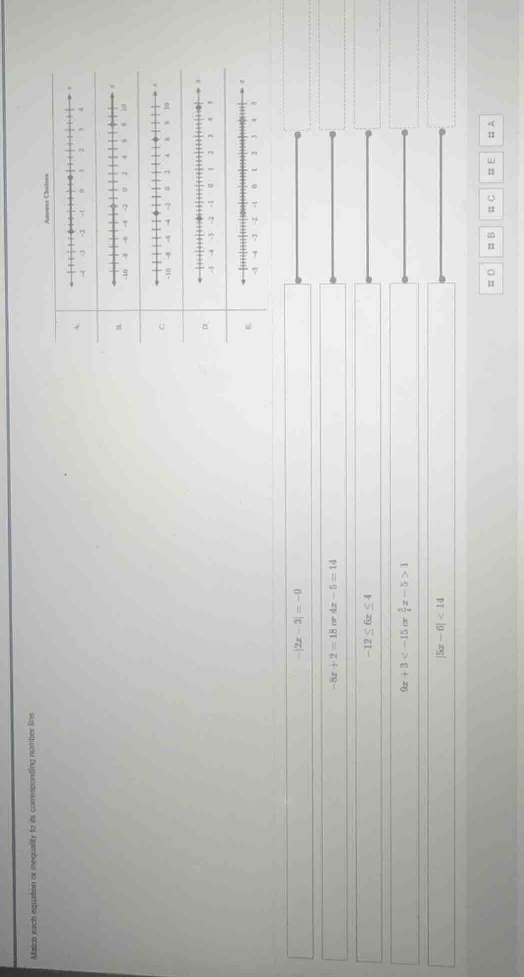 match each equation or inequality to its corresponding number line answ…