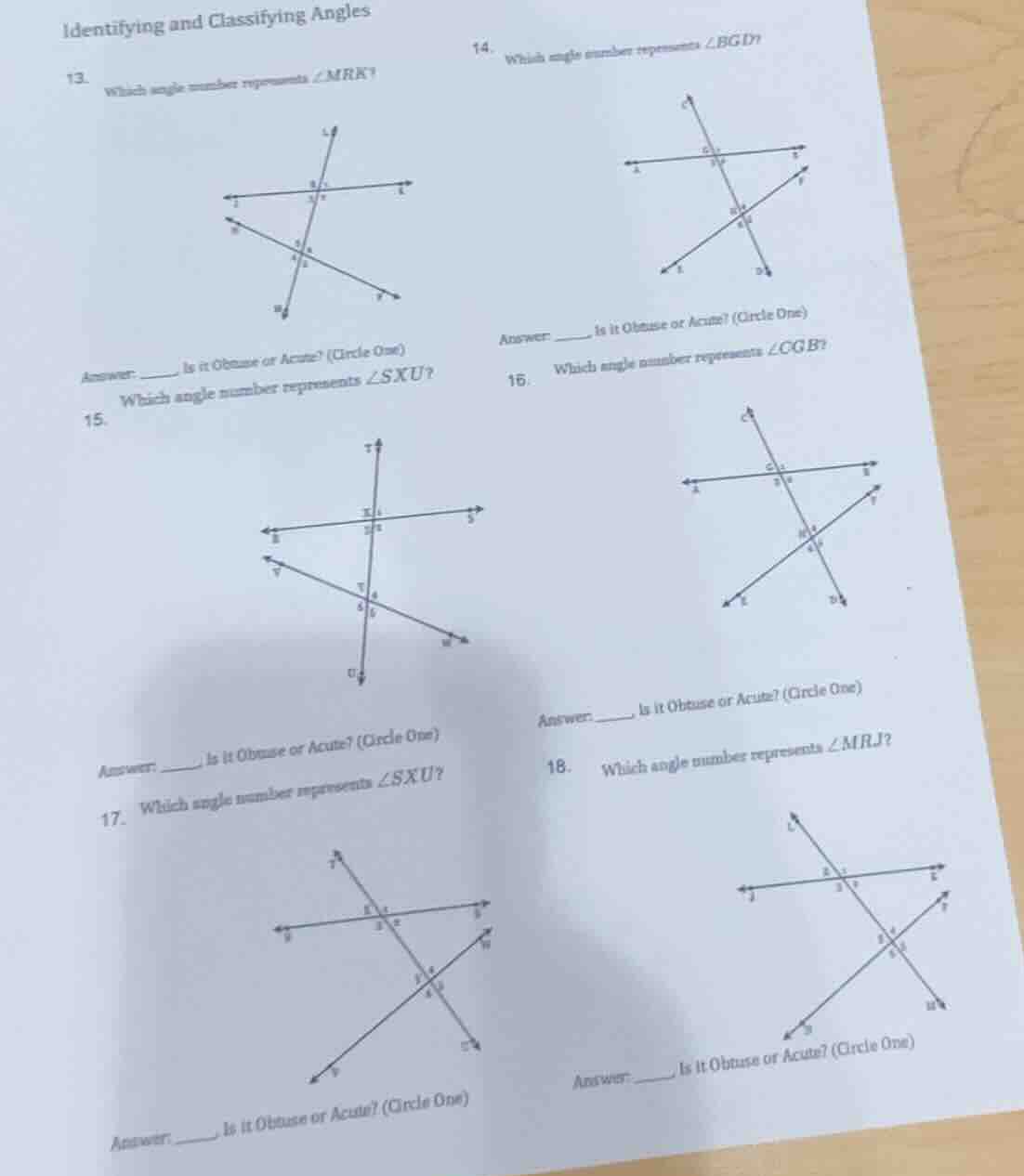 identifying and classifying angles 13. which angle number represents $a…