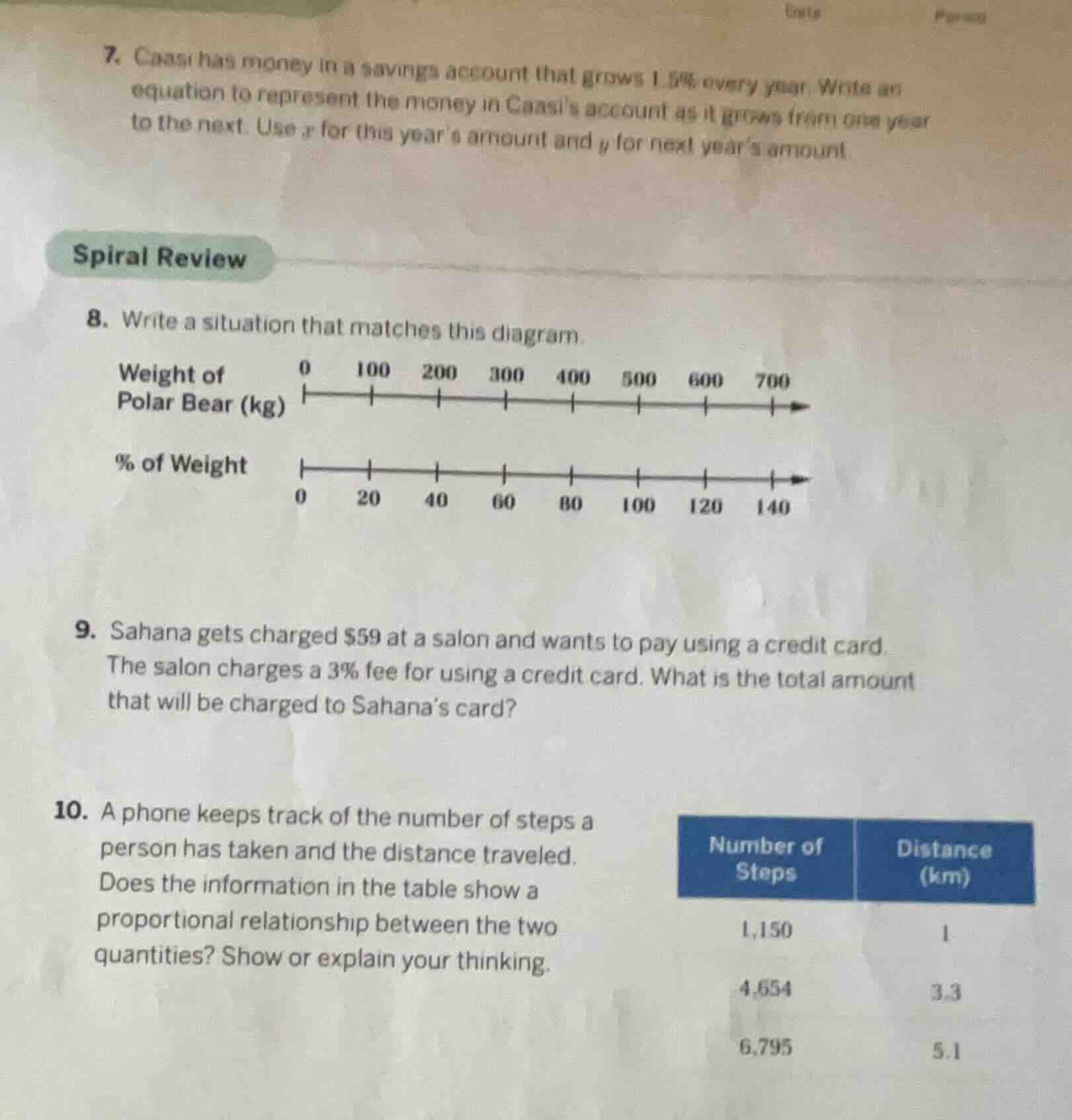 7. caasi has money in a savings account that grows 1.5% every year. wri…