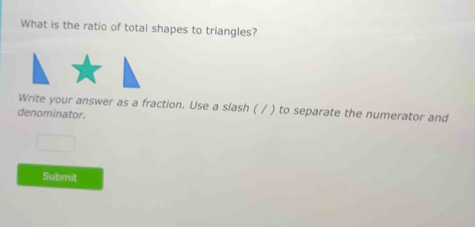 what is the ratio of total shapes to triangles? write your answer as a …
