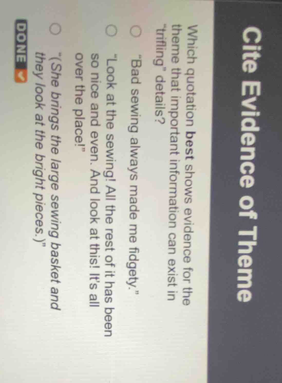 cite evidence of theme which quotation best shows evidence for the them…