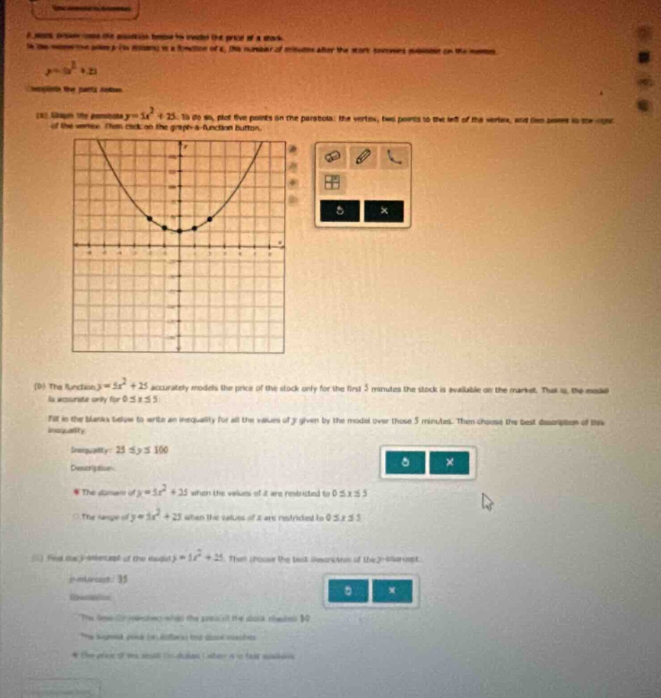 a stockbroker uses the quadratic function to model the price of a stock…