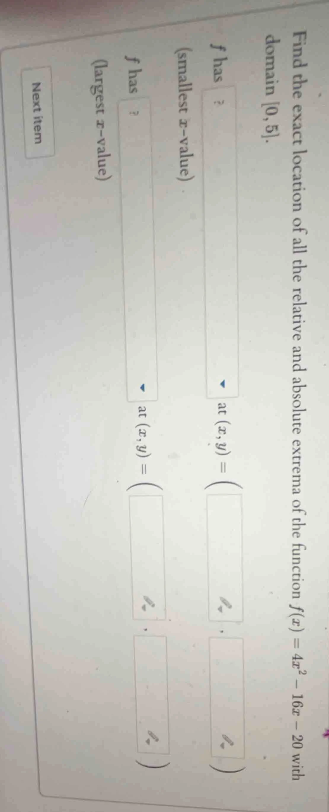 find the exact location of all the relative and absolute extrema of the…
