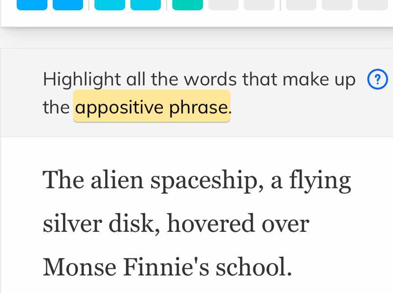 highlight all the words that make up the appositive phrase. the alien s…