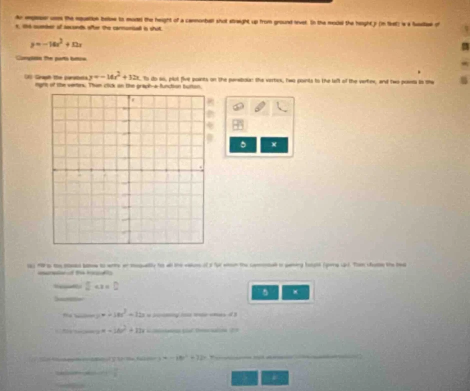 an engineer uses the equation below to model the height of a cannonball…