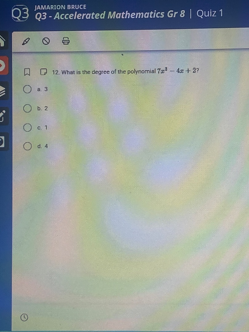 jamarion bruce q3 q3 - accelerated mathematics gr 8 | quiz 1 12. what i…
