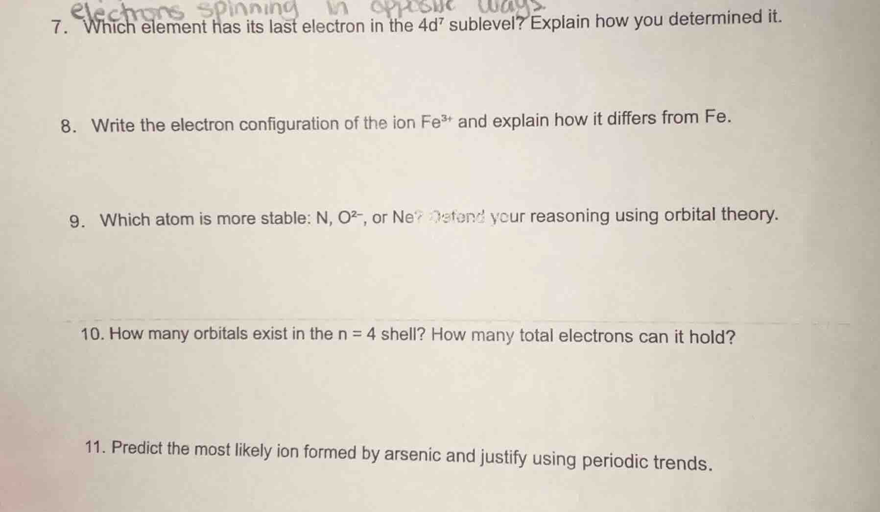 7. which element has its last electron in the $4d^7$ sublevel? explain …