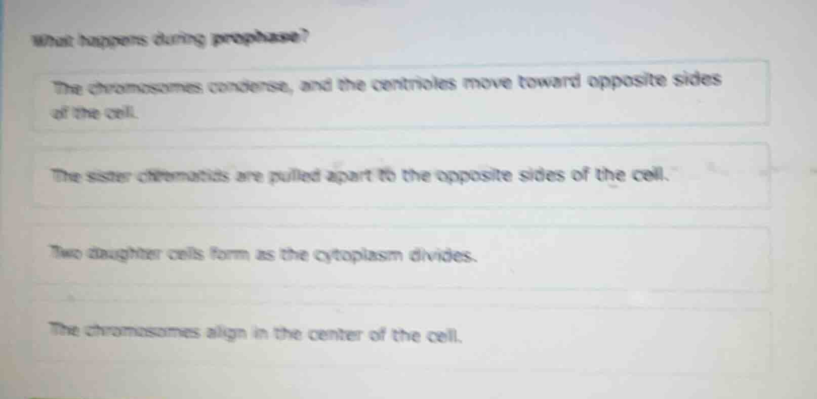 what happens during prophase? the chromosomes condense, and the centrio…