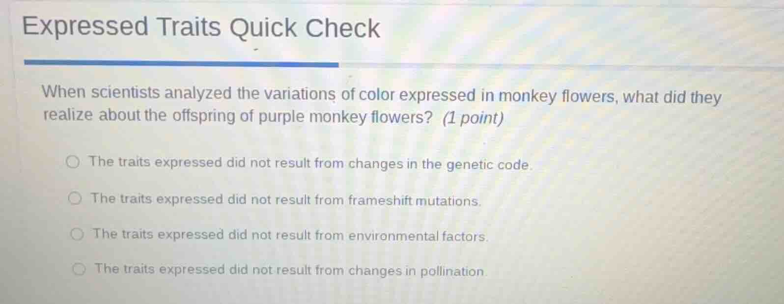 expressed traits quick check when scientists analyzed the variations of…