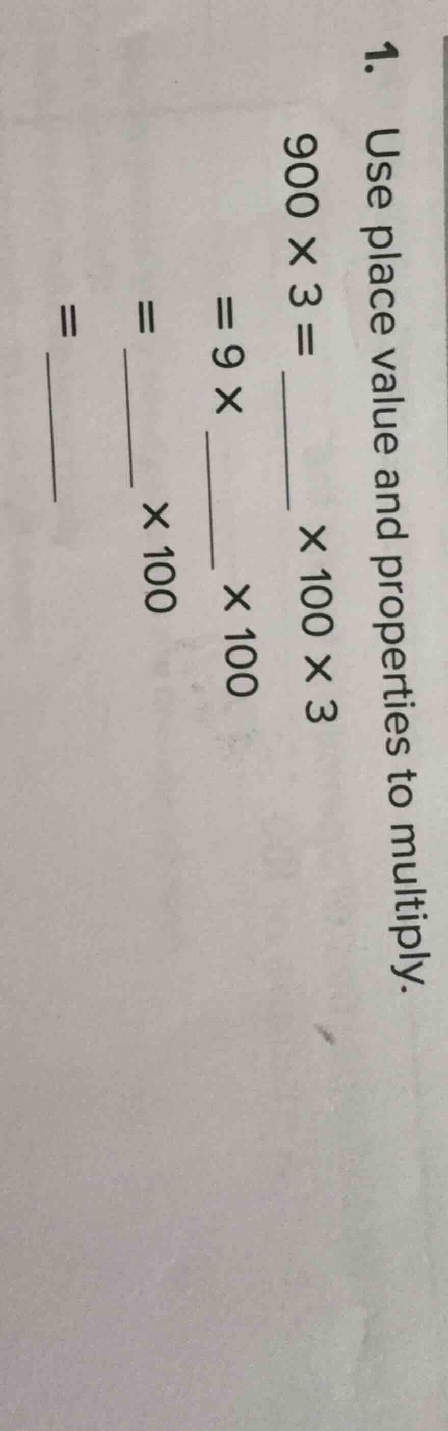 1. use place value and properties to multiply. $900 \\times 3 = \\under…